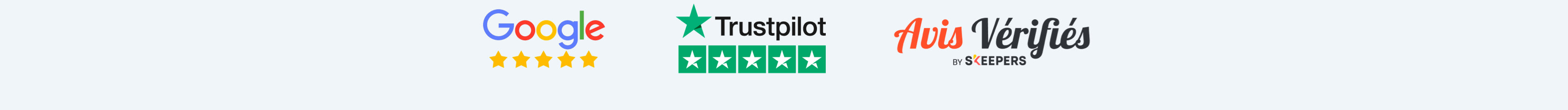 logo Google, Trustpilot et Avis vérifiés